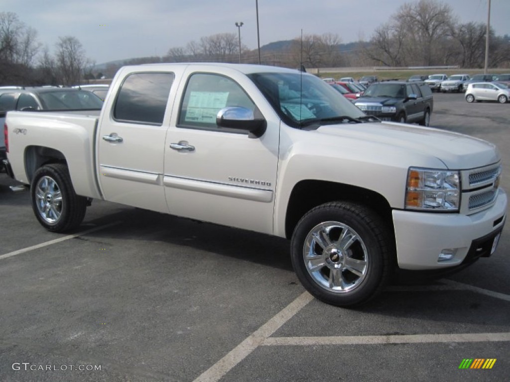 2013 Silverado 1500 LTZ Crew Cab 4x4 - White Diamond Tricoat / Light Cashmere/Dark Cashmere photo #3