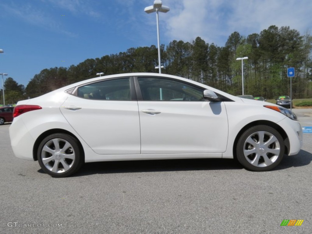 2011 Elantra Limited - Pearl White / Beige photo #6