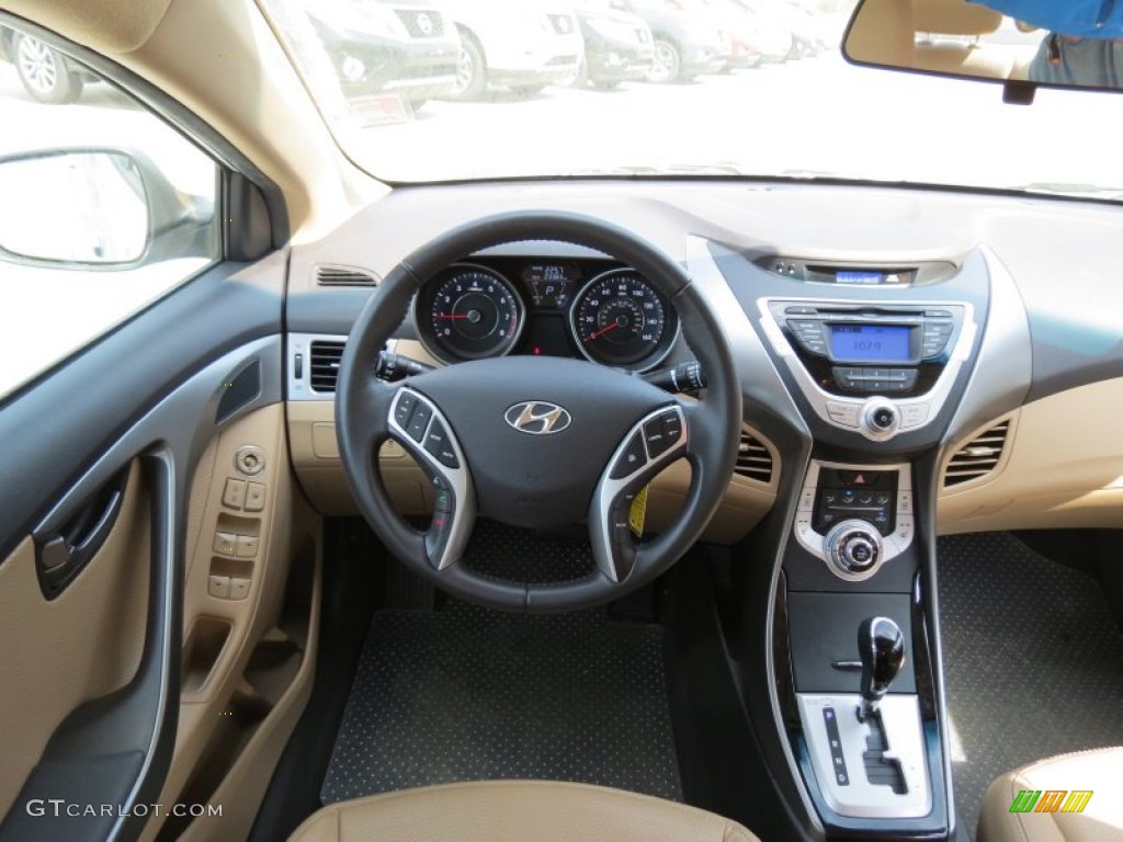 2011 Elantra Limited - Pearl White / Beige photo #18