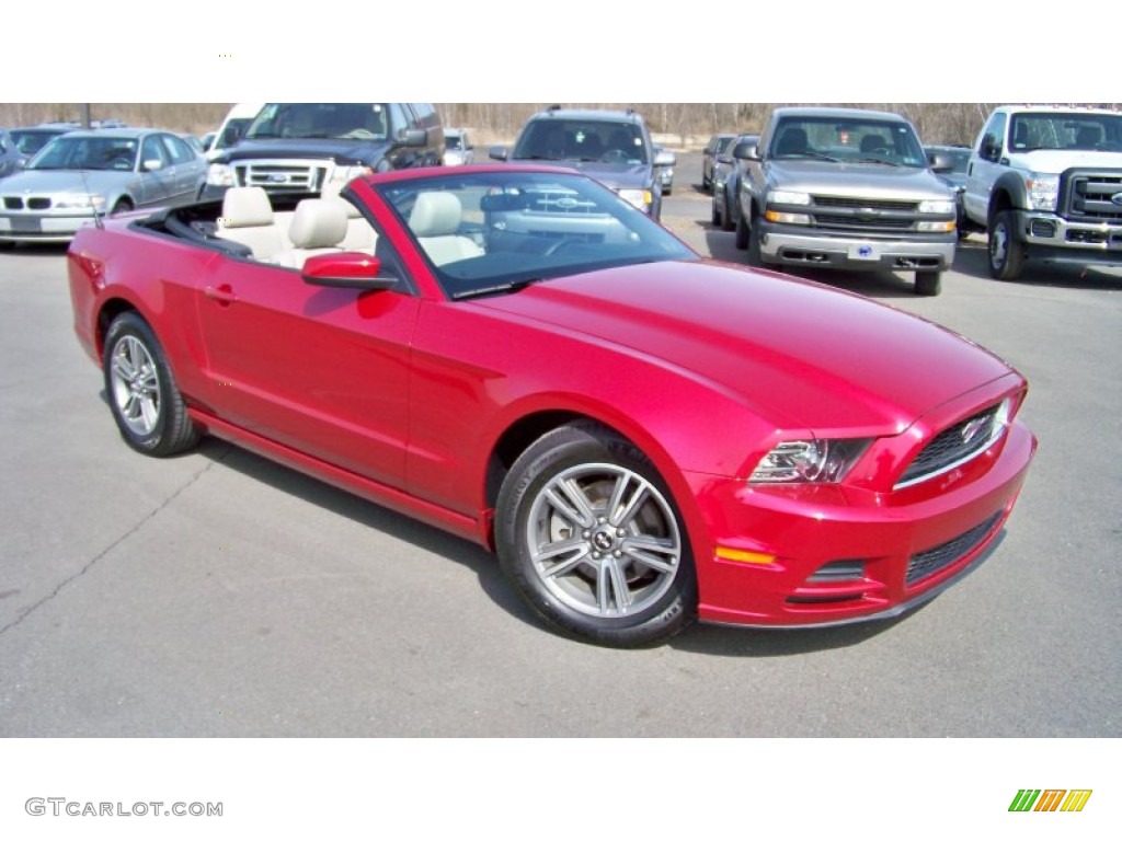 2013 Mustang V6 Premium Convertible - Red Candy Metallic / Stone photo #3