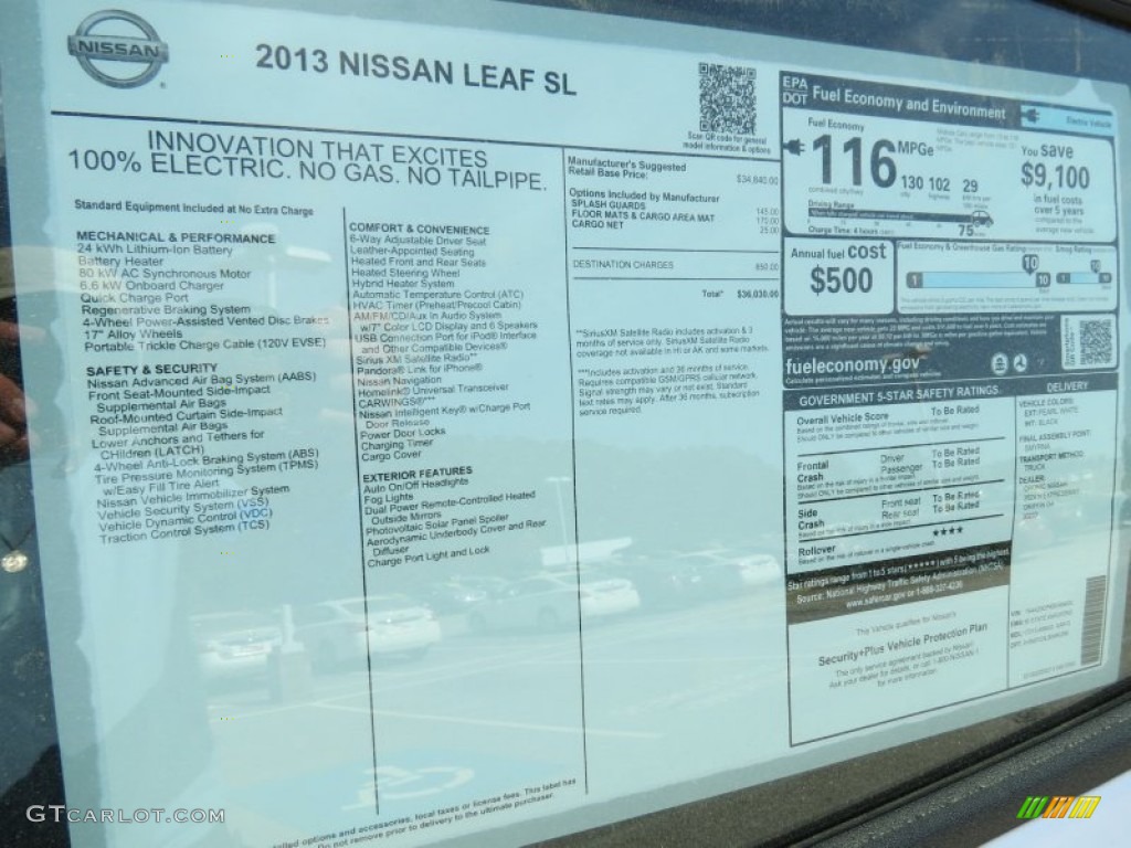 2013 Nissan LEAF SL Window Sticker Photo #79517327