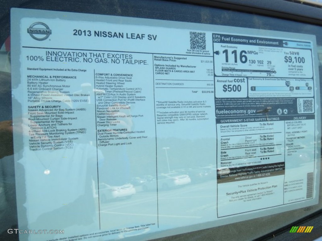 2013 Nissan LEAF SV Window Sticker Photo #79517710