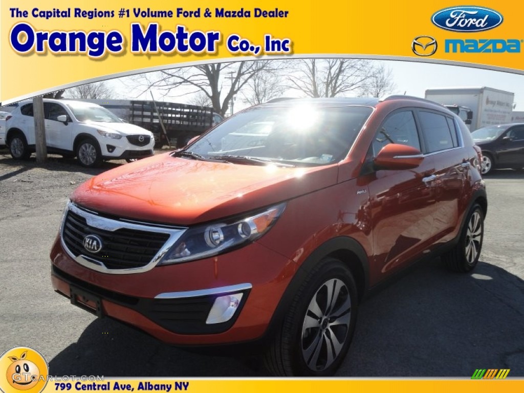 2013 Sportage EX AWD - Techno Orange / Black photo #1
