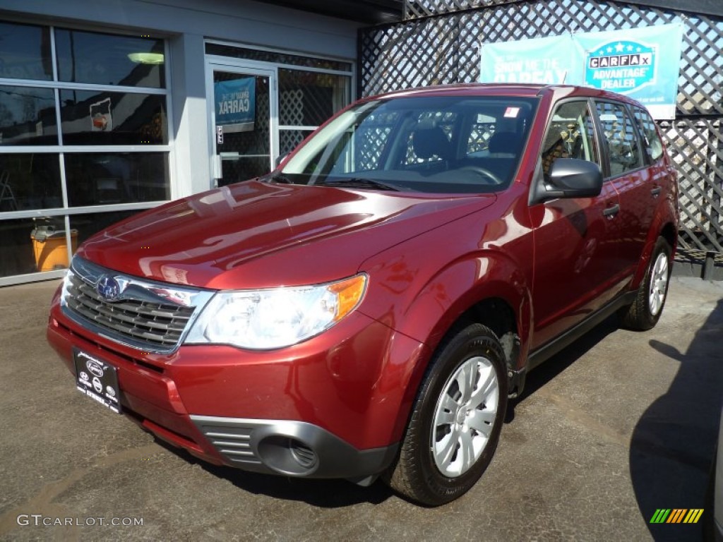 2009 Forester 2.5 X - Camellia Red Pearl / Black photo #3