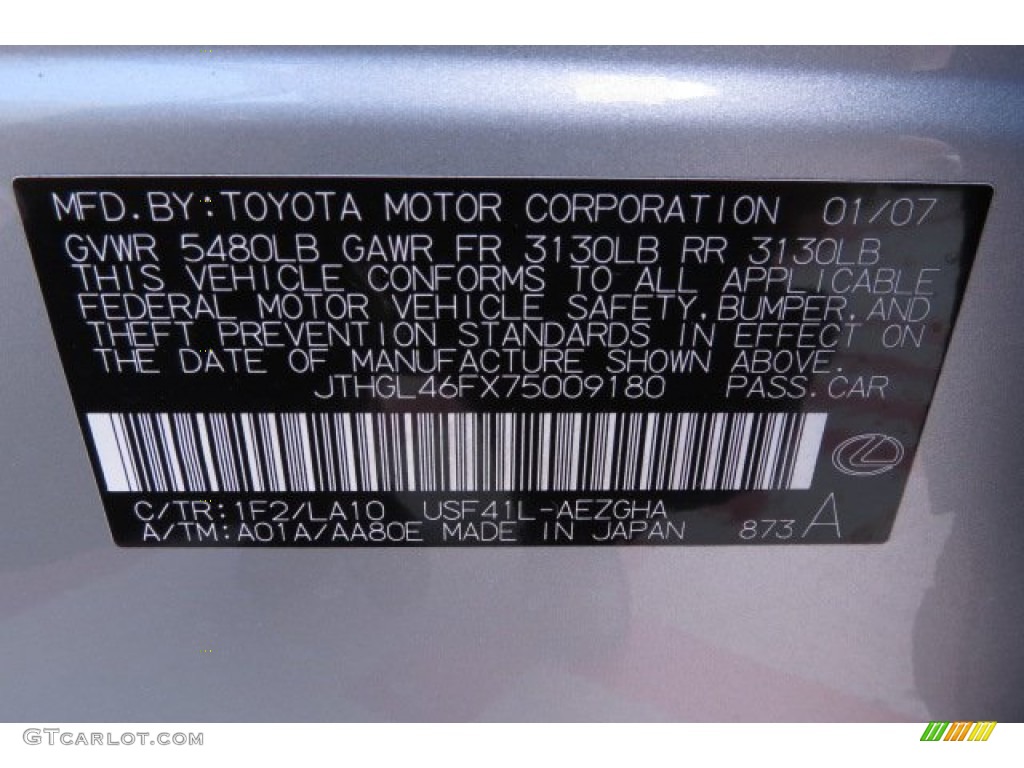 2007 LS Color Code 1F2 for Mercury Metallic Photo #79526572