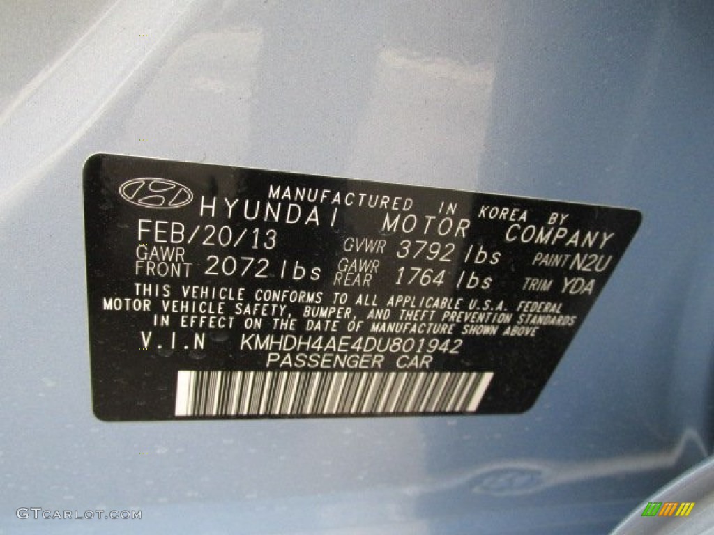 2013 Elantra GLS - Blue Sky Metallic / Beige photo #10