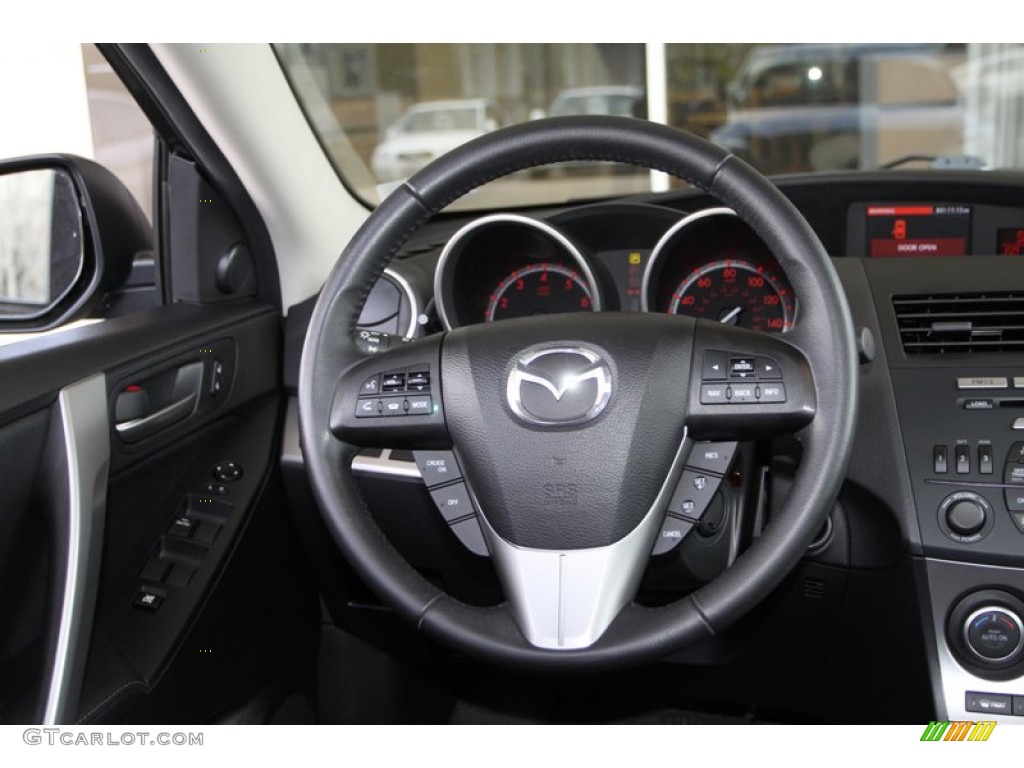 2011 Mazda MAZDA3 s Grand Touring 5 Door Black Steering Wheel Photo #79537243
