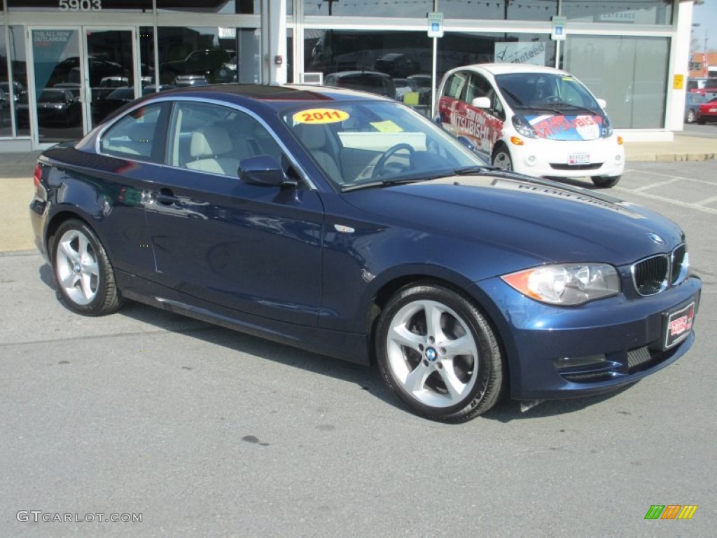 2011 1 Series 128i Coupe - Deep Sea Blue Metallic / Taupe photo #1