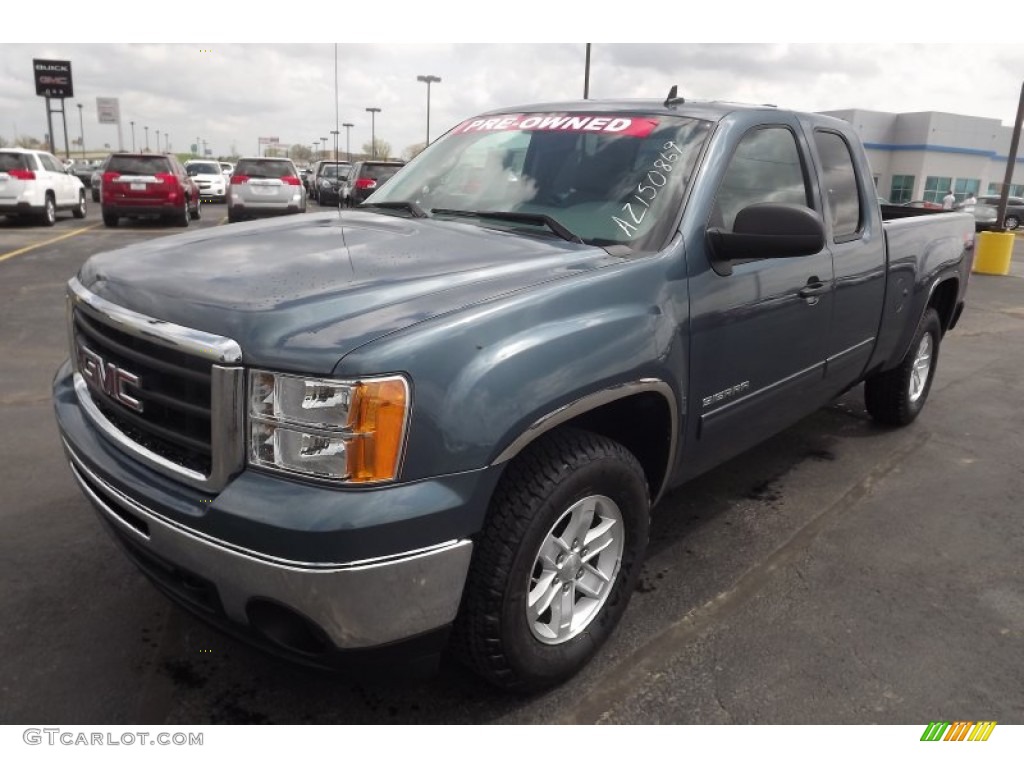 2010 Sierra 1500 SLE Extended Cab 4x4 - Stealth Gray Metallic / Dark Titanium/Light Titanium photo #1