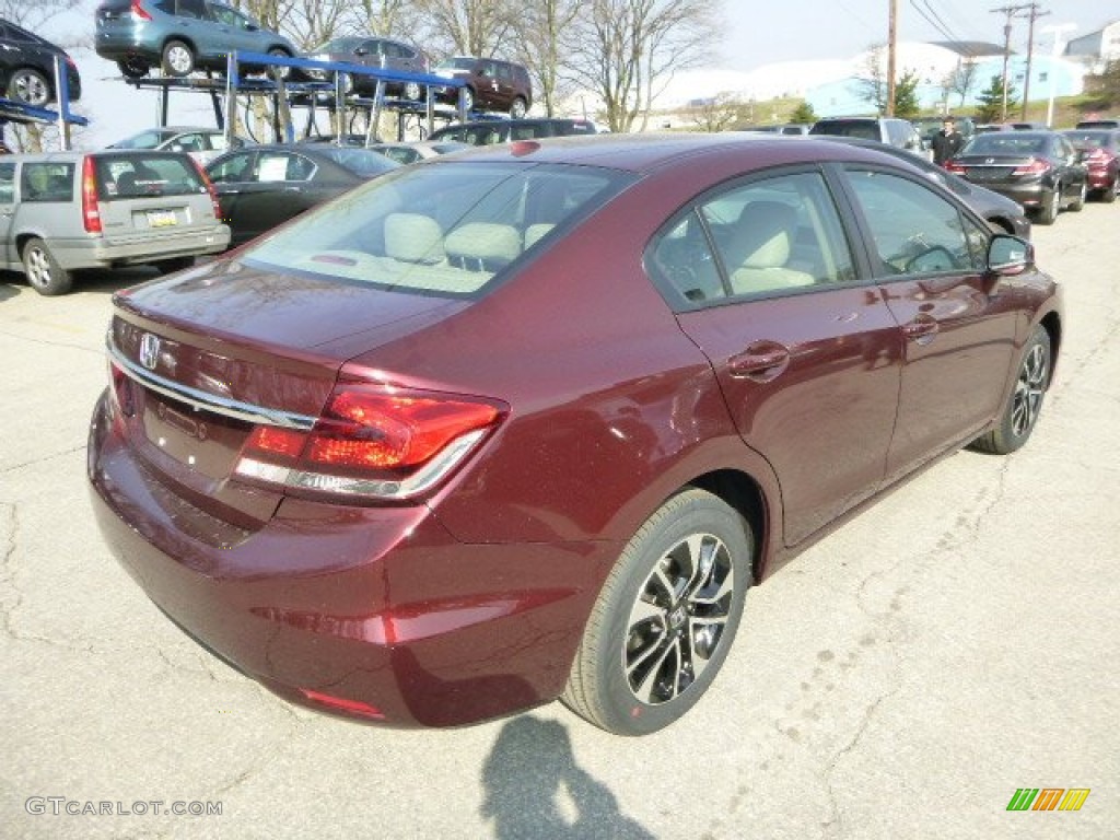 2013 Civic EX-L Sedan - Crimson Red Pearl / Beige photo #3