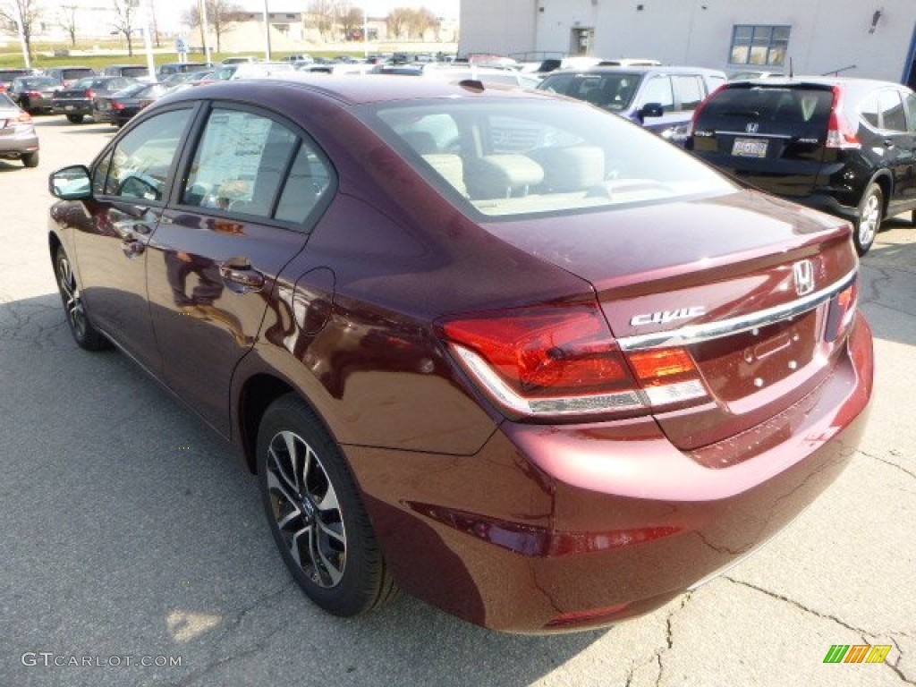 2013 Civic EX-L Sedan - Crimson Red Pearl / Beige photo #5