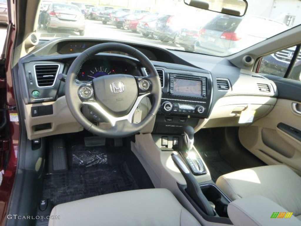 2013 Civic EX-L Sedan - Crimson Red Pearl / Beige photo #12