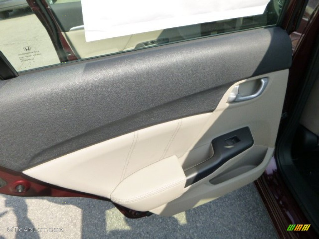 2013 Civic EX-L Sedan - Crimson Red Pearl / Beige photo #13