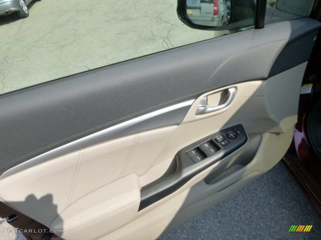 2013 Civic EX-L Sedan - Crimson Red Pearl / Beige photo #14