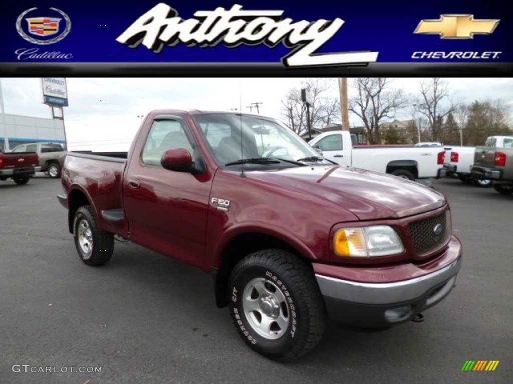 2003 F150 XLT Regular Cab 4x4 - Burgundy Red Metallic / Medium Graphite Grey photo #1