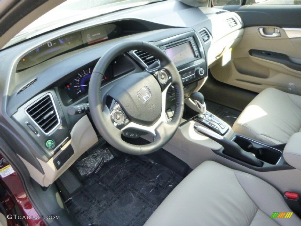 2013 Civic EX-L Sedan - Crimson Red Pearl / Beige photo #15