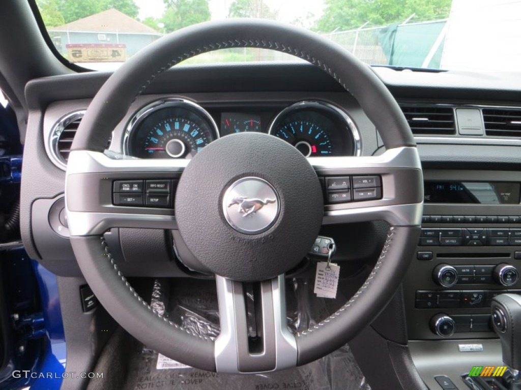 2014 Ford Mustang V6 Coupe Charcoal Black Steering Wheel Photo #79543531