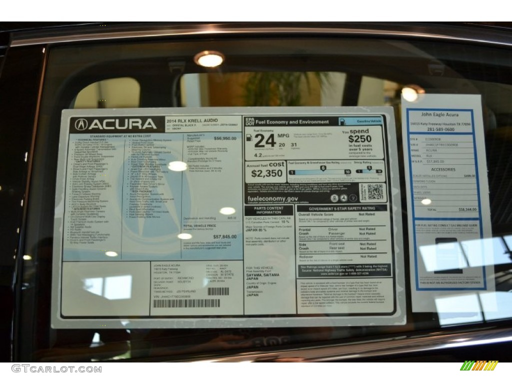 2014 Acura RLX Krell Audio Package Window Sticker Photos