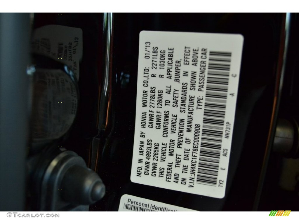 2014 RLX Color Code NH731P for Crystal Black Pearl Photo #79546043