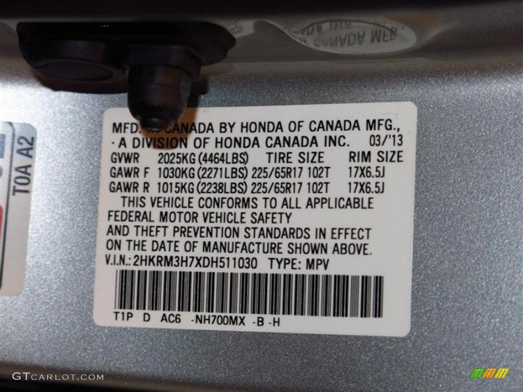 2013 CR-V EX-L - Alabaster Silver Metallic / Gray photo #10