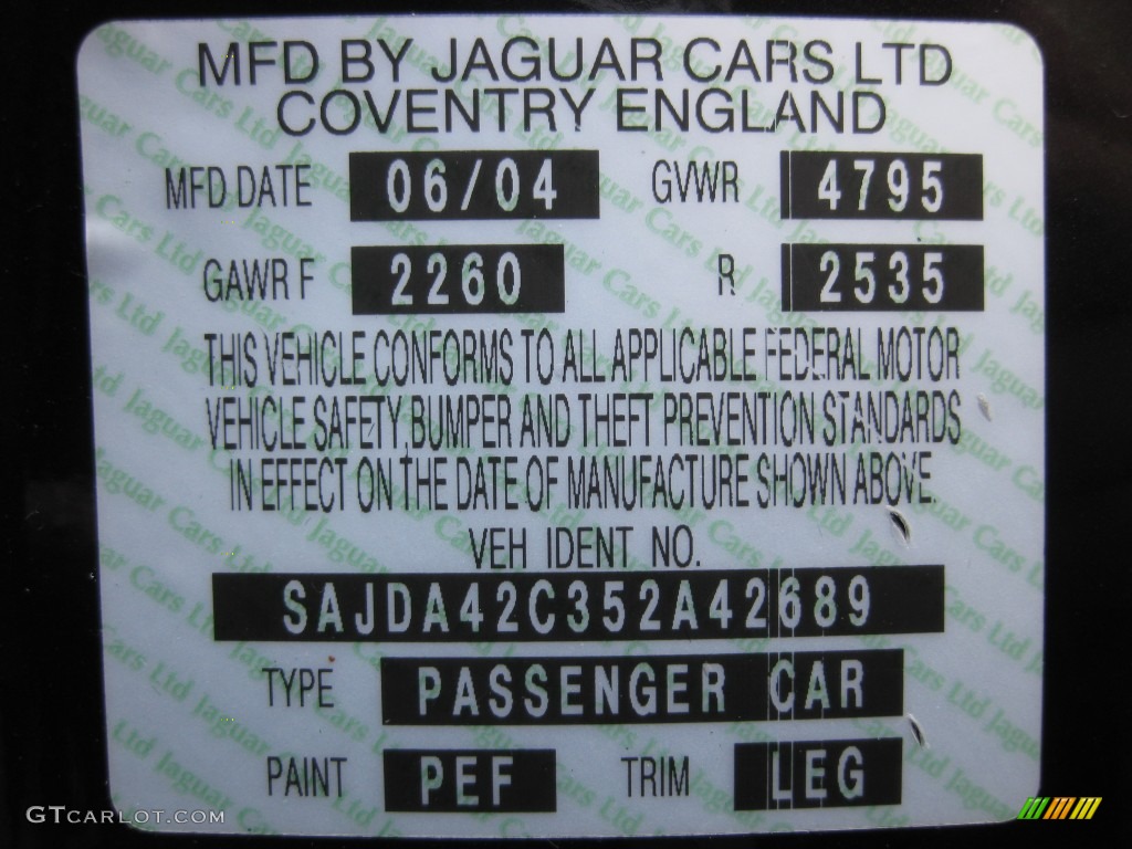 2005 XK Color Code PEF for Midnight Pearl Photo #79548340