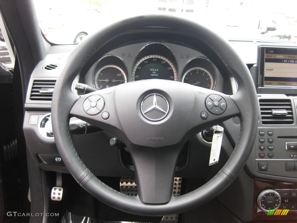 2011 Mercedes-Benz C 300 Sport Black Steering Wheel Photo #79549048