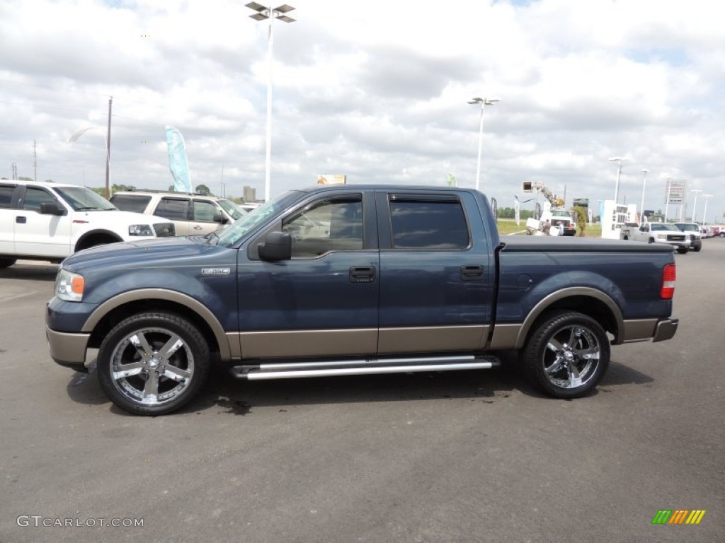 2006 F150 Lariat SuperCrew - Medium Wedgewood Blue Metallic / Tan photo #5