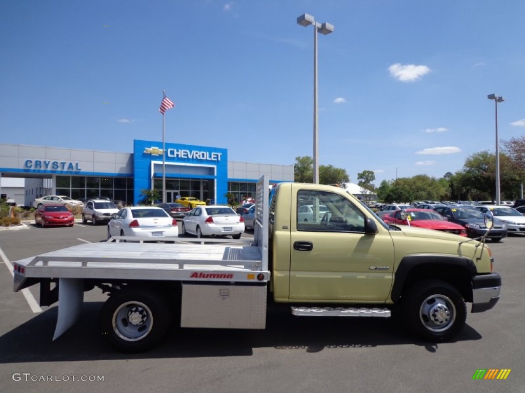 2003 Silverado 3500 Regular Cab Dually Flatbed - Yellow / Medium Gray photo #8