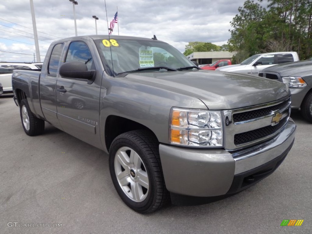 2008 Silverado 1500 LT Extended Cab - Graystone Metallic / Ebony photo #10