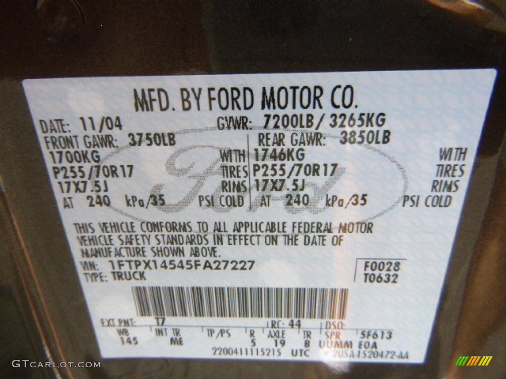 2005 F150 XL SuperCab 4x4 - Dark Stone Metallic / Medium Flint Grey photo #14