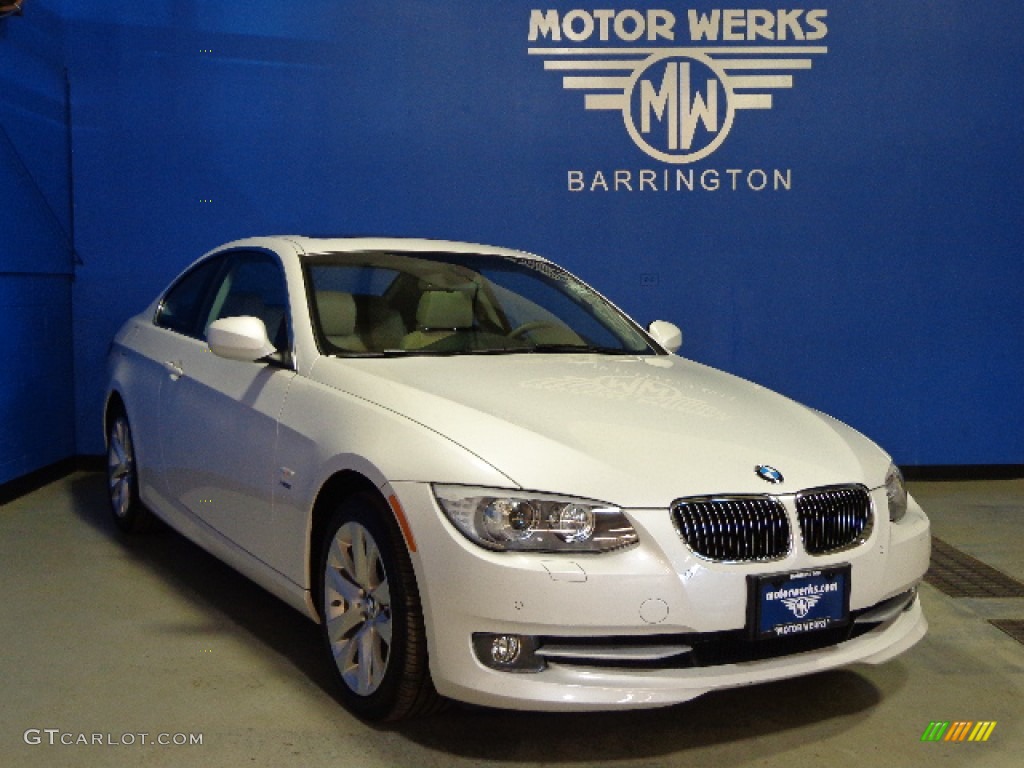 2012 3 Series 328i xDrive Coupe - Mineral White Metallic / Oyster/Black photo #1
