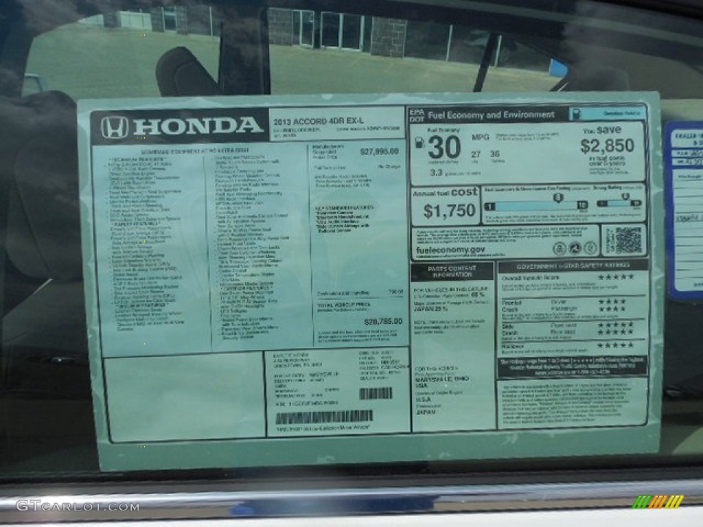 2013 Honda Accord EX-L Sedan Window Sticker Photo #79563037