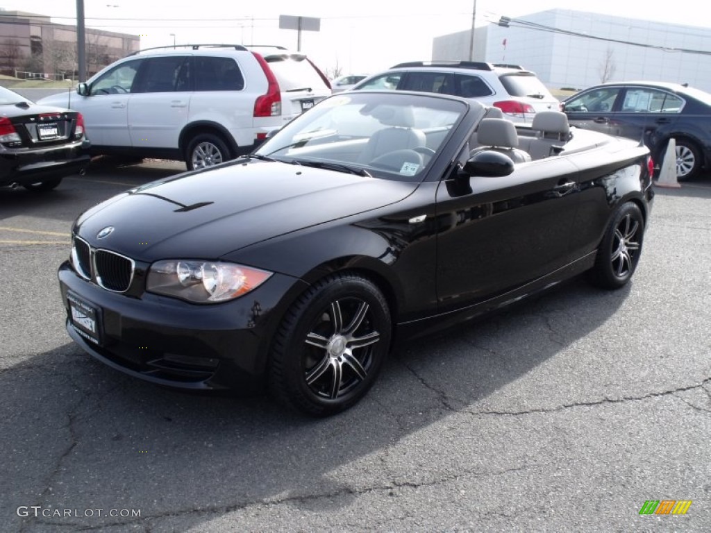 2008 1 Series 128i Convertible - Jet Black / Taupe photo #7