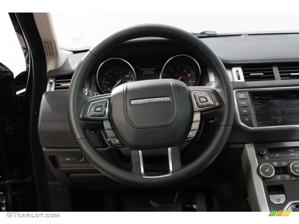 2013 Land Rover Range Rover Evoque Pure Ebony Steering Wheel Photo #79567324