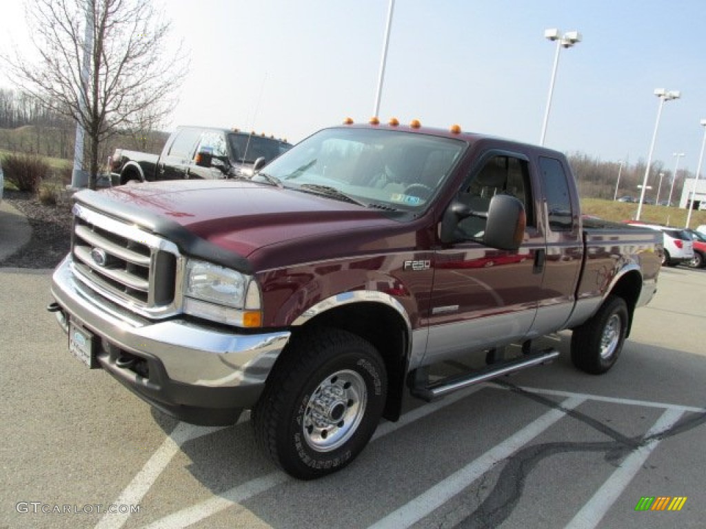 2004 F250 Super Duty XLT SuperCab 4x4 - Dark Toreador Red Metallic / Medium Flint photo #6