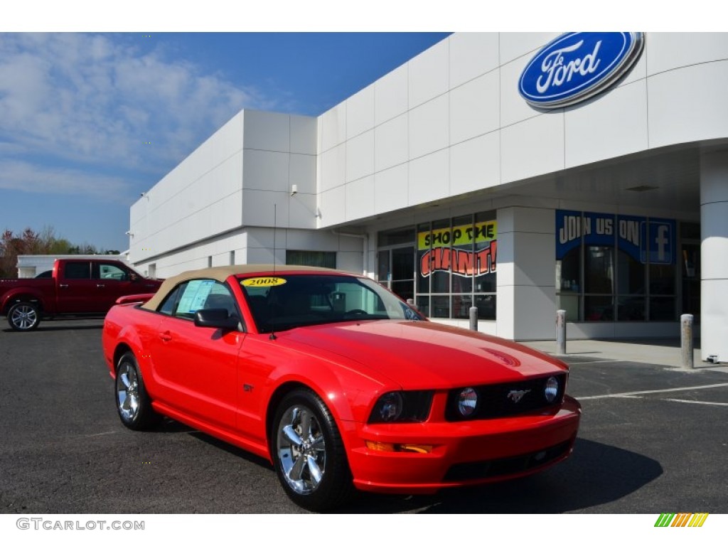 2008 Mustang GT Premium Convertible - Torch Red / Medium Parchment photo #1