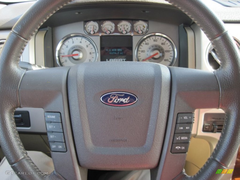2010 Ford F150 Lariat SuperCrew 4x4 Tan Steering Wheel Photo #79576725