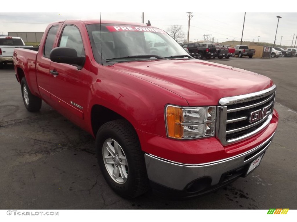 2012 Sierra 1500 SLE Extended Cab - Fire Red / Very Dark Cashmere/Light Cashmere photo #3