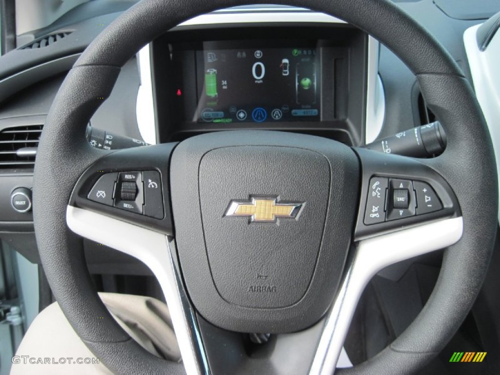 2012 Chevrolet Volt Hatchback Jet Black/Ceramic White Accents Steering Wheel Photo #79578453