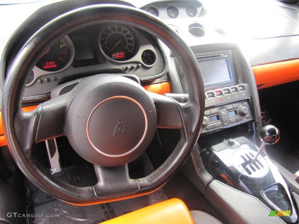 2004 Lamborghini Gallardo Coupe Orange/Black Steering Wheel Photo #79582027