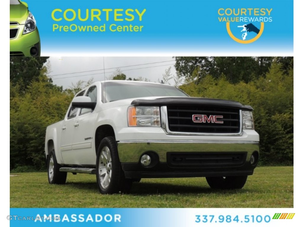 2008 Sierra 1500 SLT Crew Cab - Summit White / Light Titanium photo #1