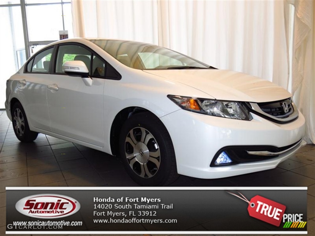 2013 Civic Hybrid Sedan - White Orchid Pearl / Beige photo #1