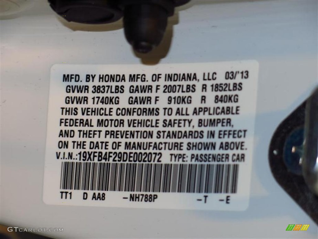 NH788P 2013 Honda Civic Hybrid Sedan Parts