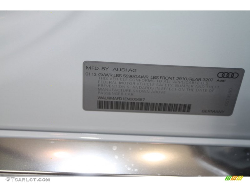 2014 Audi A8 L TDI quattro Info Tag Photo #79590235