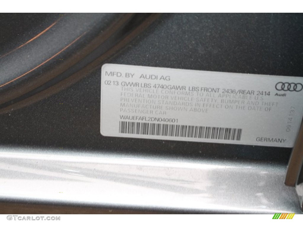 2013 A4 2.0T Sedan - Monsoon Gray Metallic / Black photo #22