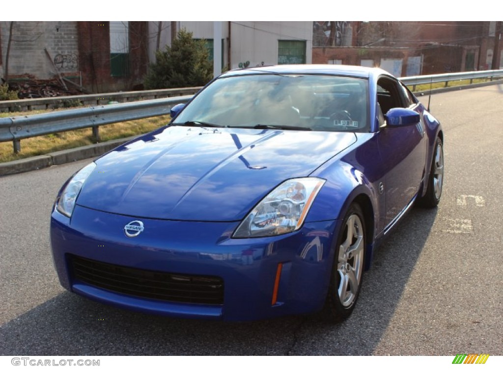 2004 350Z Enthusiast Coupe - Daytona Blue Metallic / Carbon Black photo #17