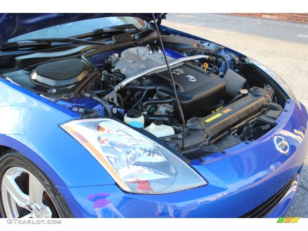 2004 350Z Enthusiast Coupe - Daytona Blue Metallic / Carbon Black photo #34