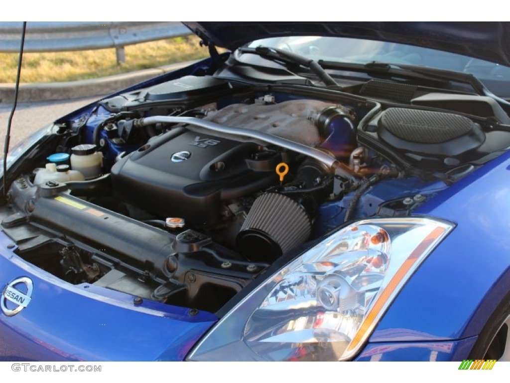2004 350Z Enthusiast Coupe - Daytona Blue Metallic / Carbon Black photo #35