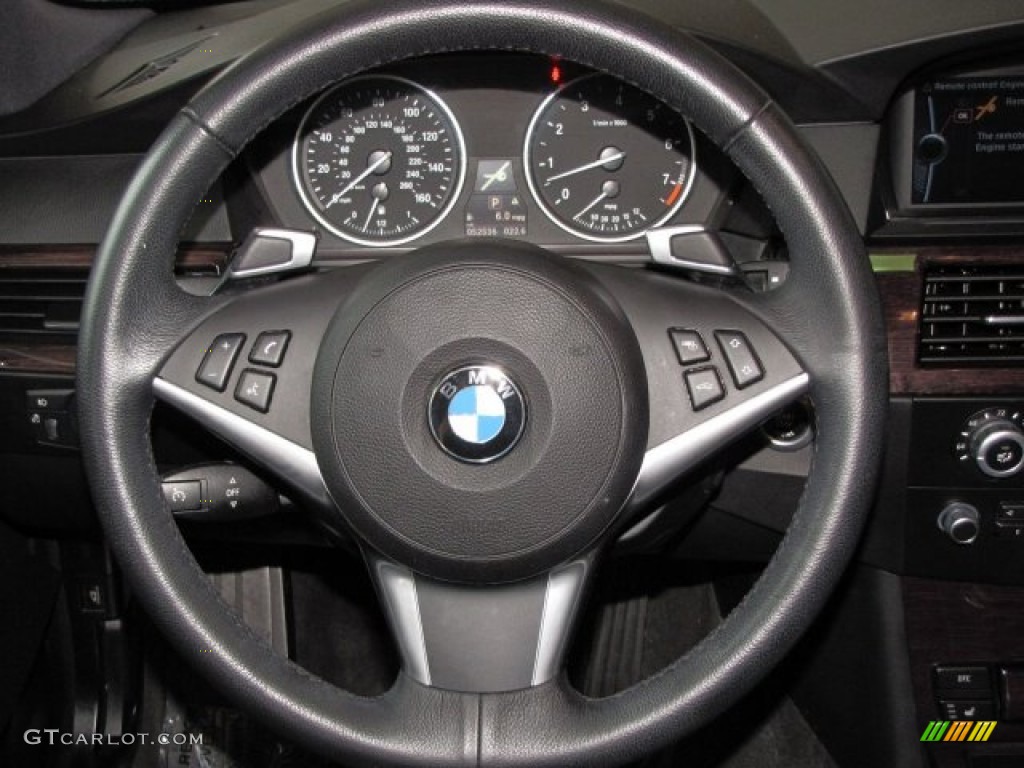 2010 BMW 5 Series 535i Sedan Black Steering Wheel Photo #79596667