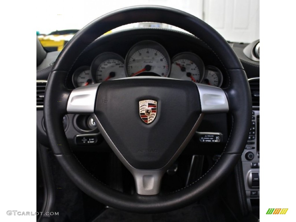 2007 Porsche 911 Turbo Coupe Black Steering Wheel Photo #79598614